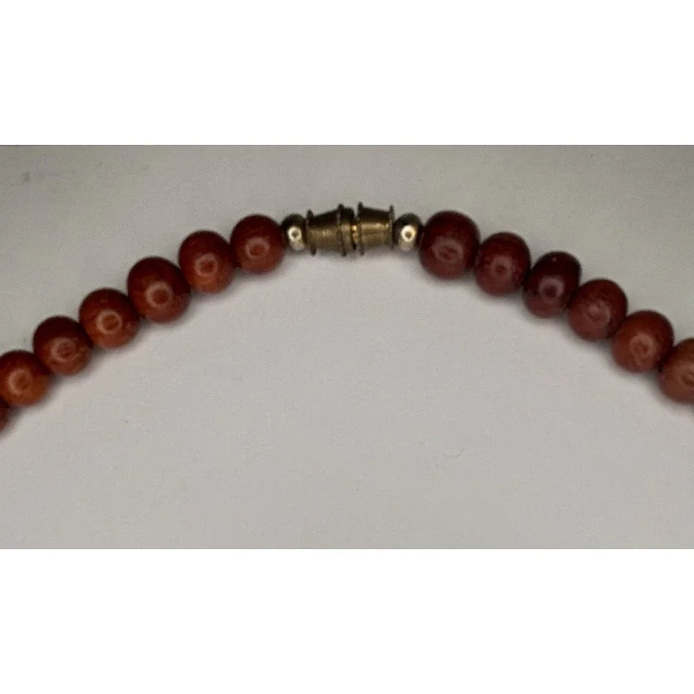 Vintage 1970s Wood Bead Necklace 24